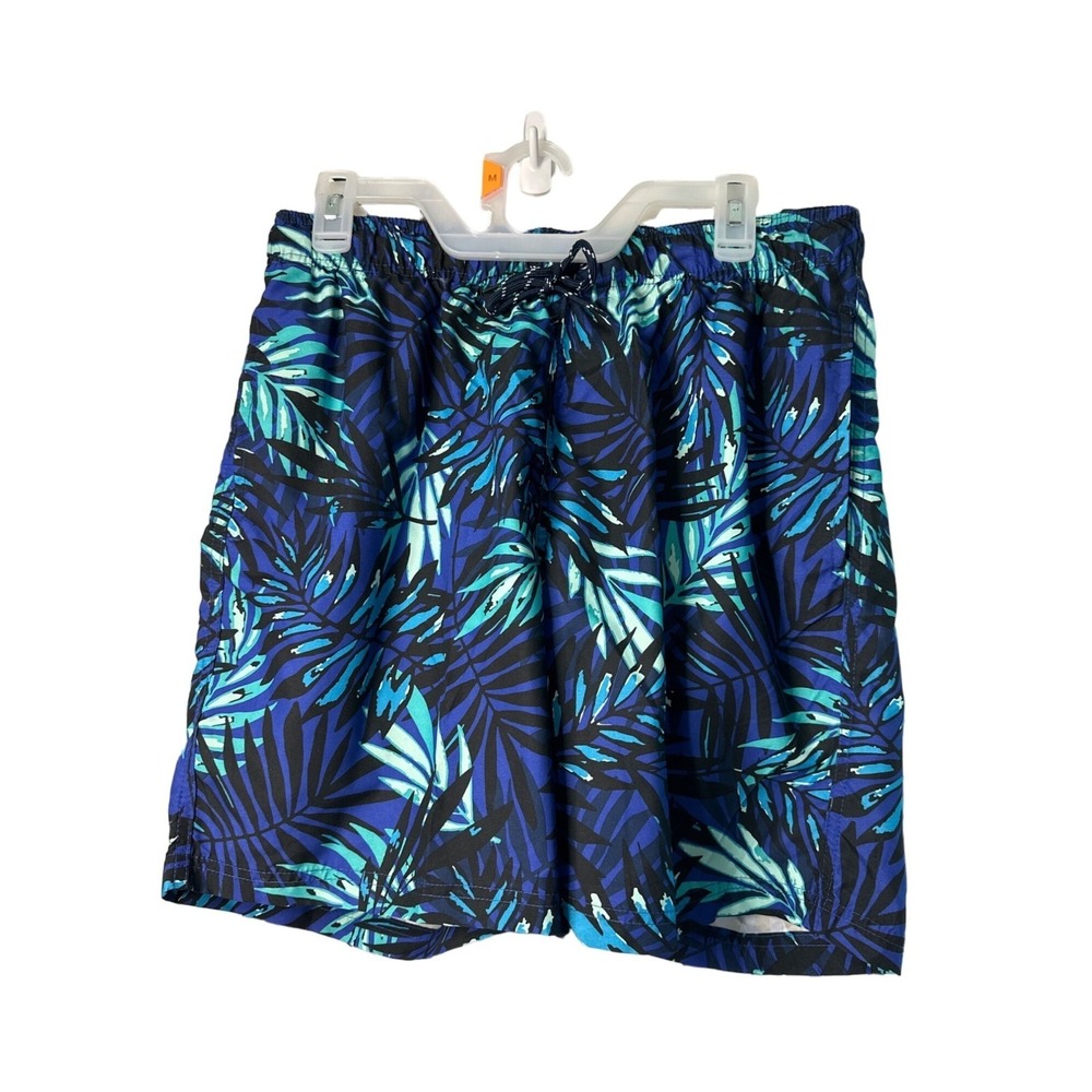 NWT George Men's Swim Shorts – Tropical Print Above-the-Knee Swim Trunks, Medium